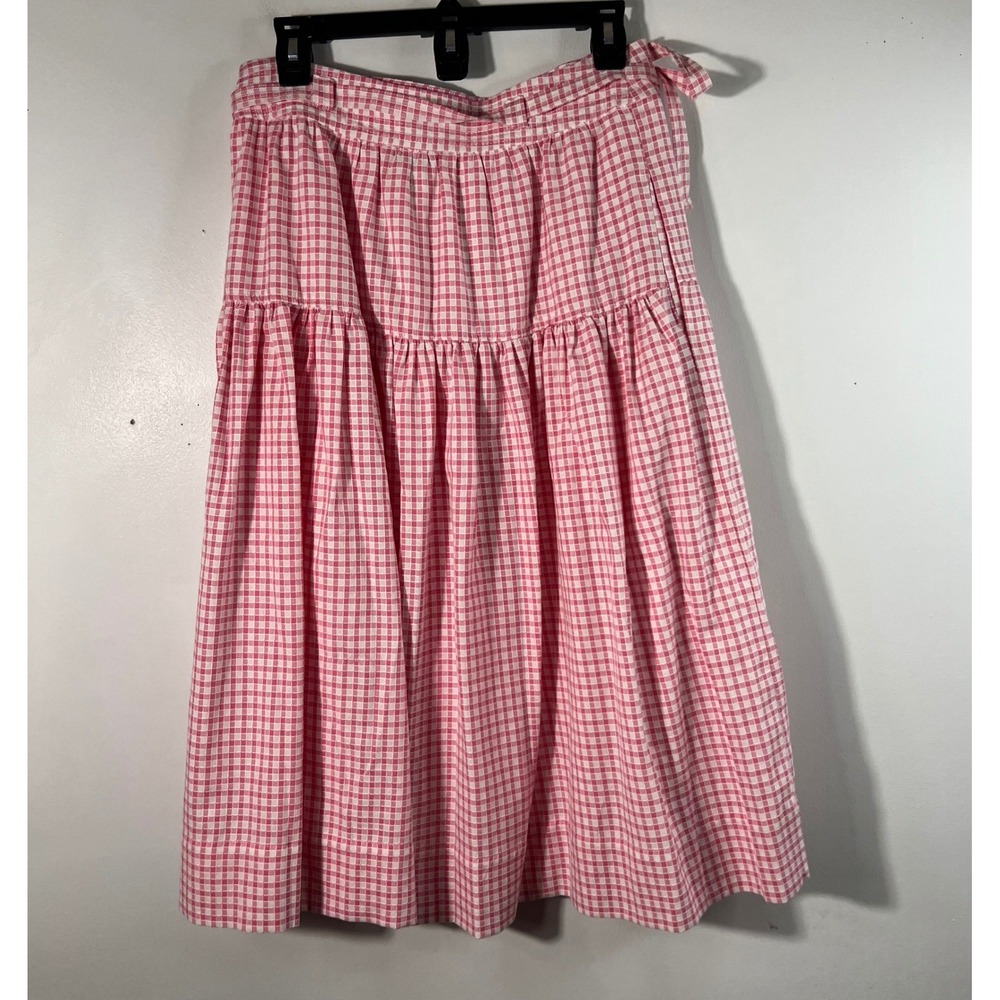 Cece Tulip Fields Gingham Confetti Pink White Midi Skirt Lined NWT 6 Side Zip - Picture 2 of 11
